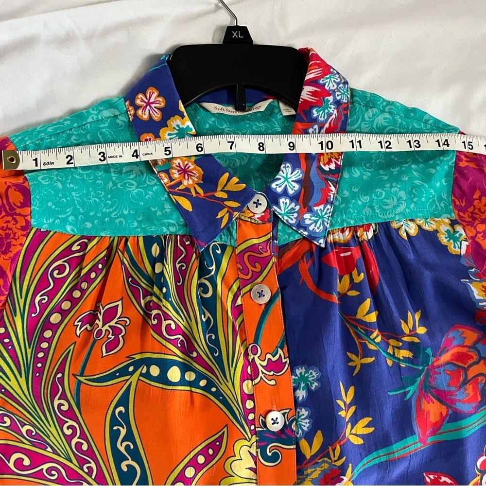 Soft Surroundings Hermosa Tunic Button Up Colorful Embroidered Floral Shirt Sz S - Picture 11 of 13
